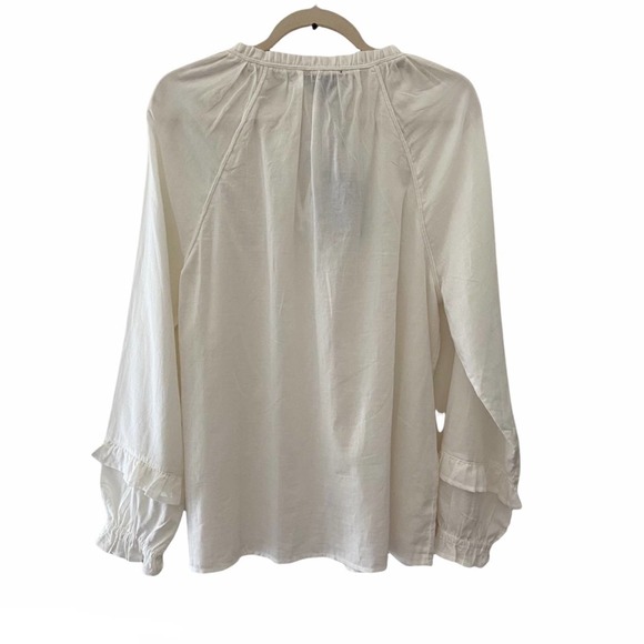 New Paige Tailynn White Long Sleeve Peasent Style Boho Blouse Size Large - Picture 15 of 16